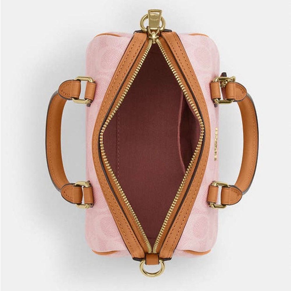 NWT Coach Pink and Tan Satchel MINI ROWAN - Picture 4 of 16